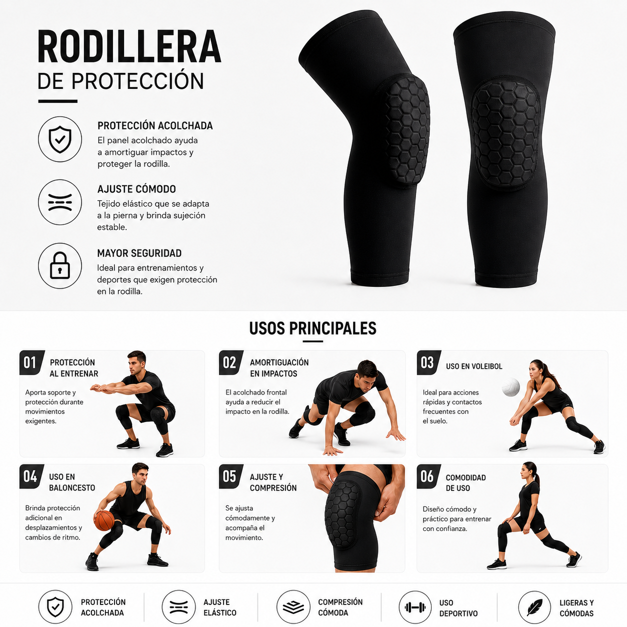 CR-045-3 PAR RODILLERA DE PROTECCION TERMOFORMADA MULTIUSOS