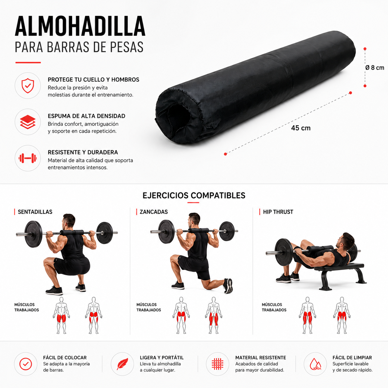 CR-1136 ALMOHADILLA PARA BARRA GYM