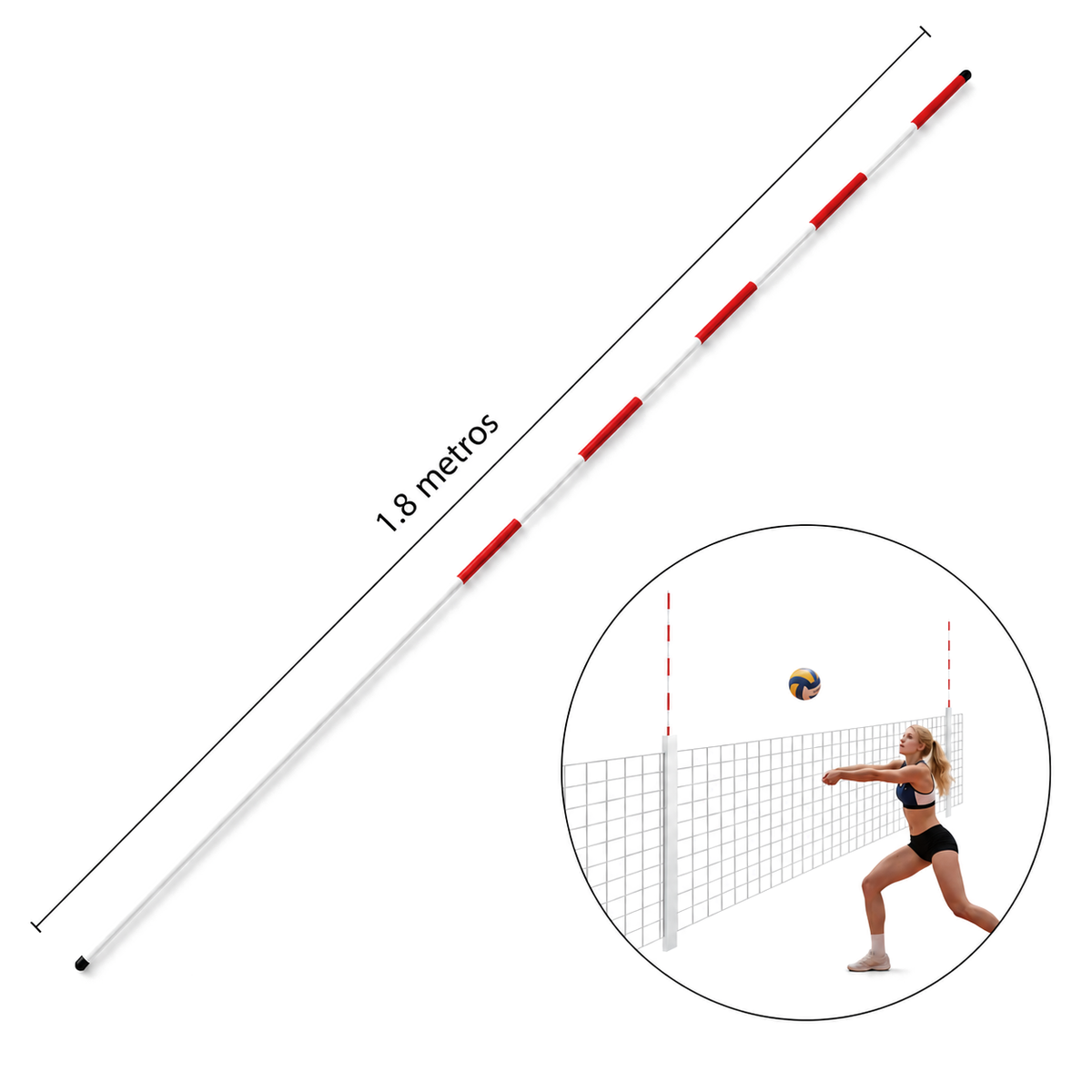 CR-1152 ANTENA PARA VOLEIBOL EN FIBRA DE VIDRIO CON CINTA 1.8 MT