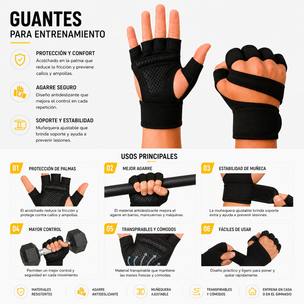 CR-478 GUANTES DE CALLERA GYM SIN DEDOS