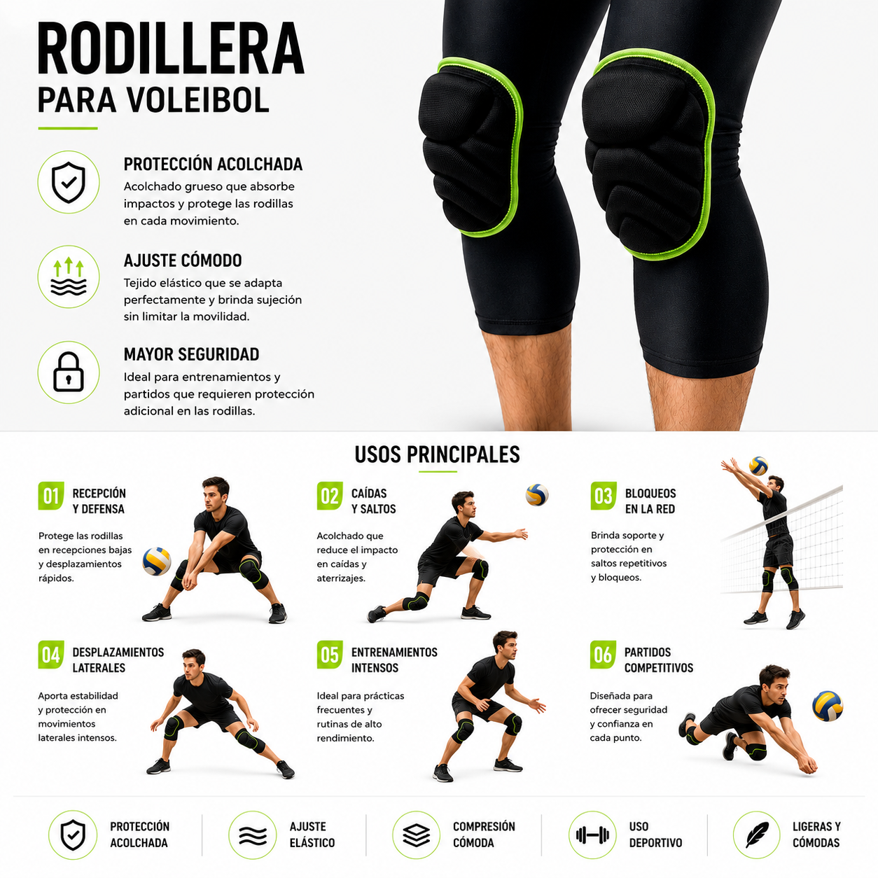 CR-550 PAR RODILLERA LARGA DE PROTECCION VOLEIBOL