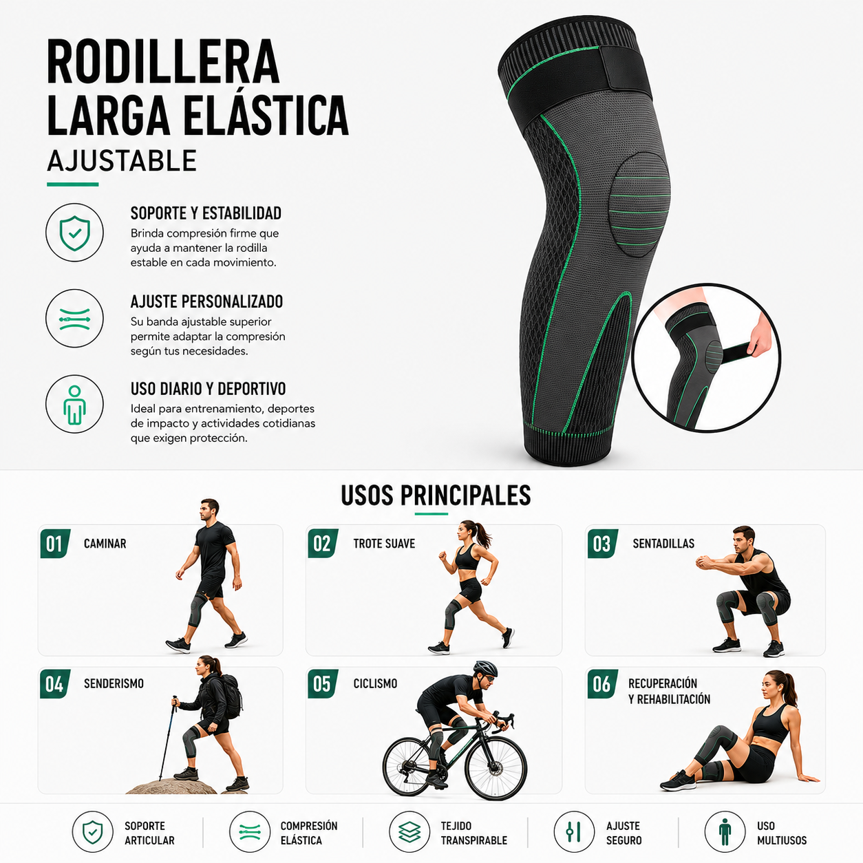CR-576 RODILLERA LARGA ELASTICA AJUSTABLE