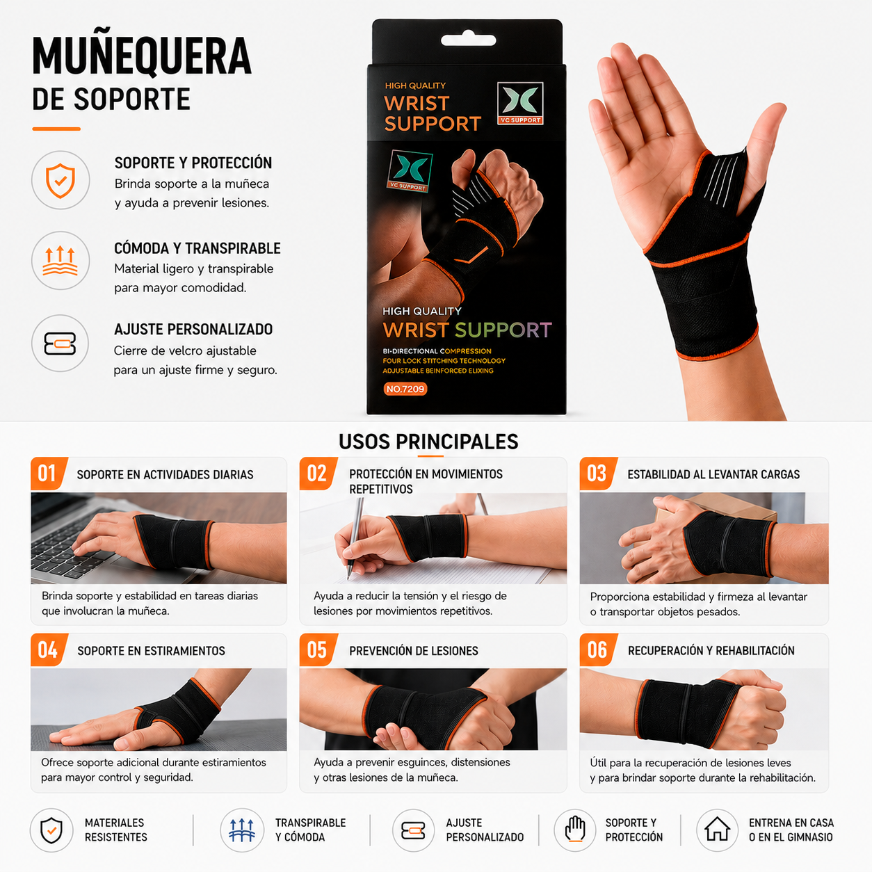 CR-611 MUÑEQUERA ORTOPEDICA CON SOPORTE DE PULGAR