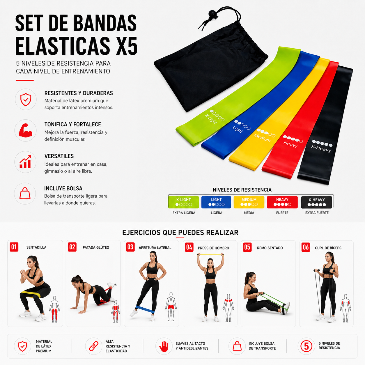 CR-975 SET DE BANDAS ELASTICAS x5